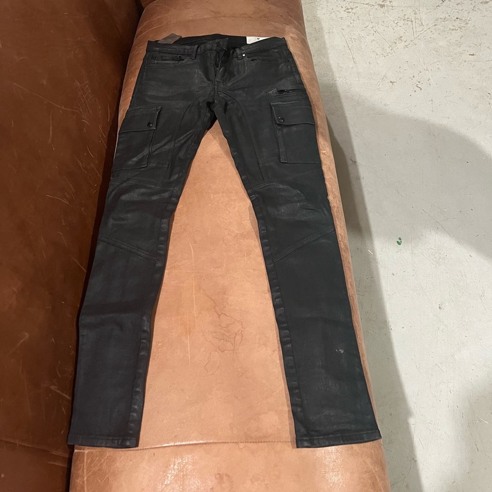 Belstaff Black Waxed Denim Jeans Size 32W